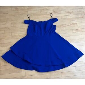 B Darlin Royal Blue Off Shoulder Layered Ruffle Flounce Dress Plus Size 20W